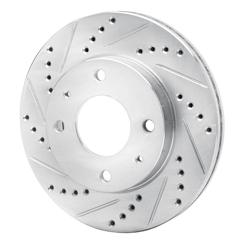 Hyundai Sonata Brake Rotor (1) - Front Left - R1 Concepts - Drilled & Slotted - Silver - `01-`03